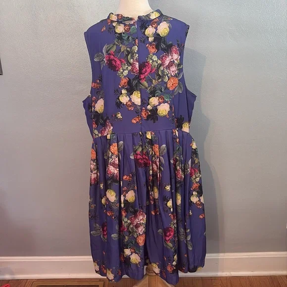 Bea & Dot By ModCloth Sleeveless Floral Dress Lined Pockets Purple Pink Size 4X - Picture 4 of 9